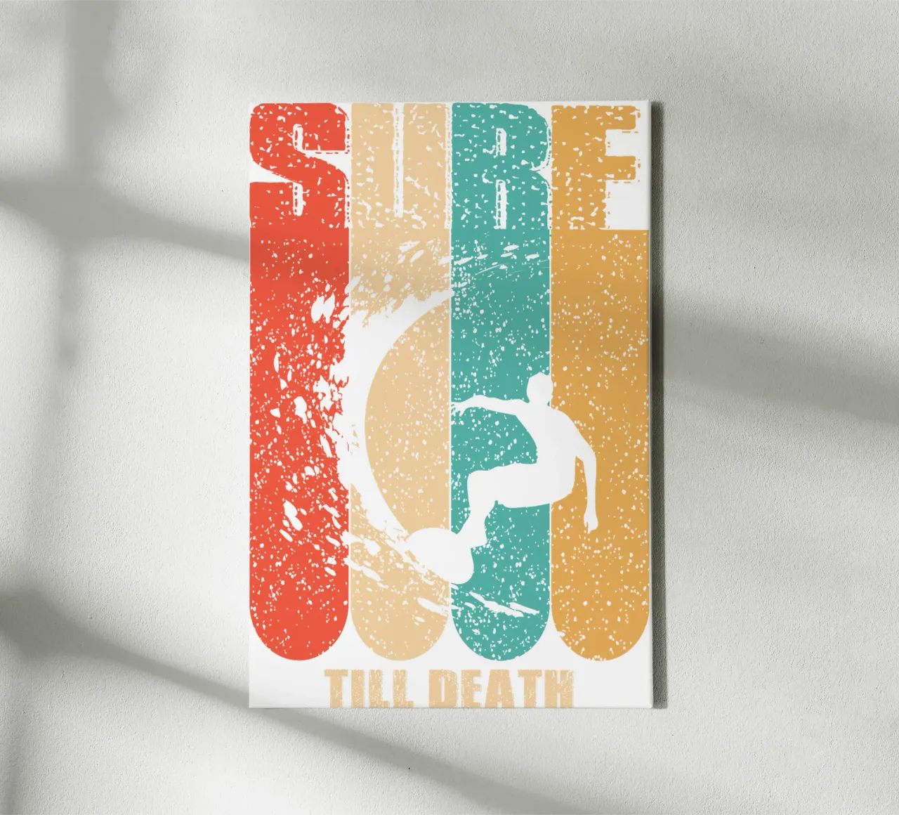 Surf Till Death, regalo para amantes del surf lienzo con Marco flotante de ririedis