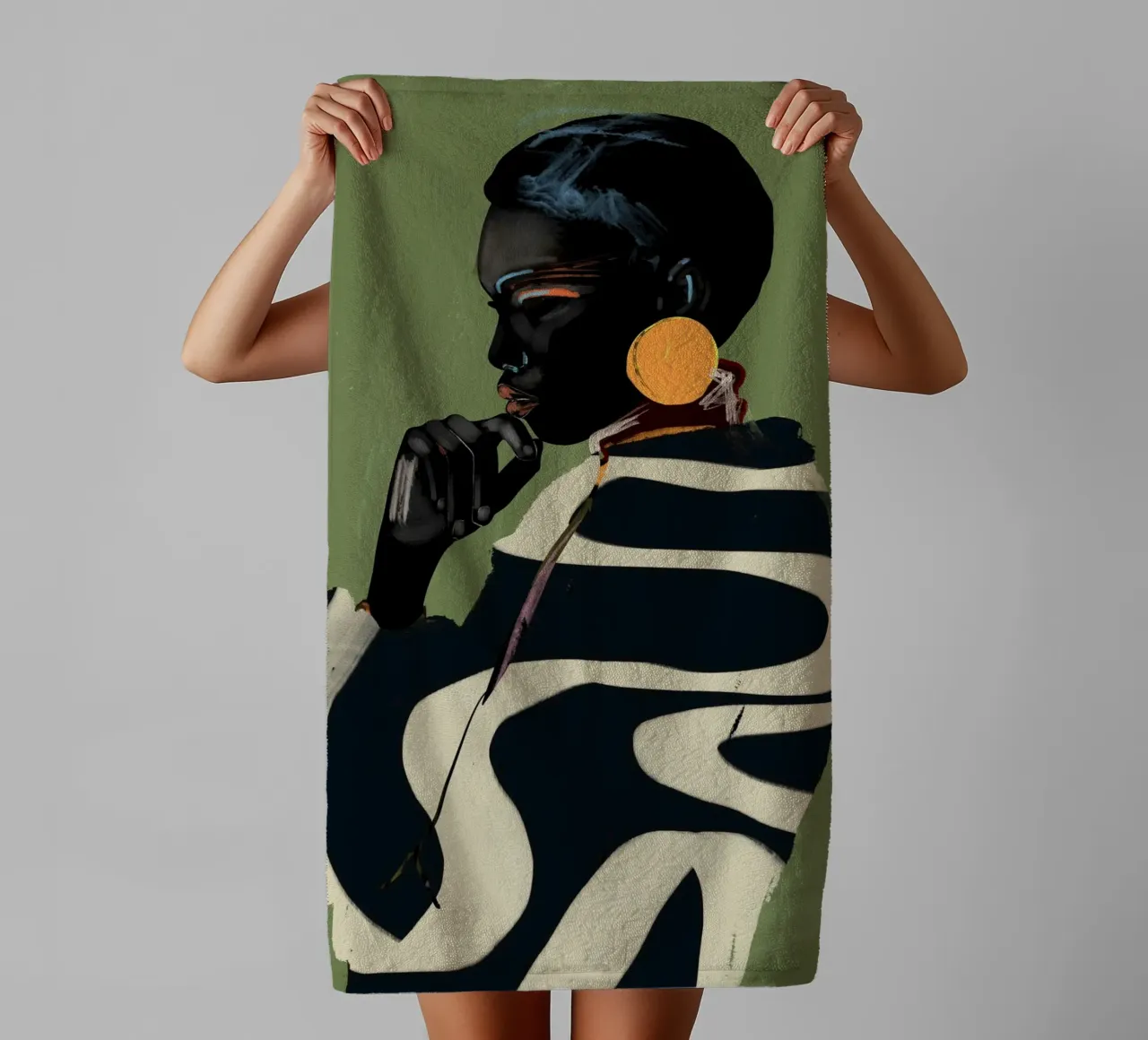 Ritratto di ragazza 8 asciugamano da bagno da ThingDesign