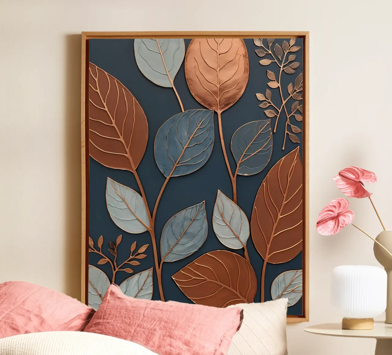 Sogni di foglie di rame tela con Cornice a cassetta da Artistic-shop