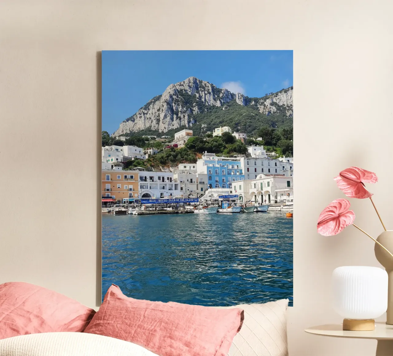 Amalfi Coast view tela con Cornice a cassetta da Les Meravelles