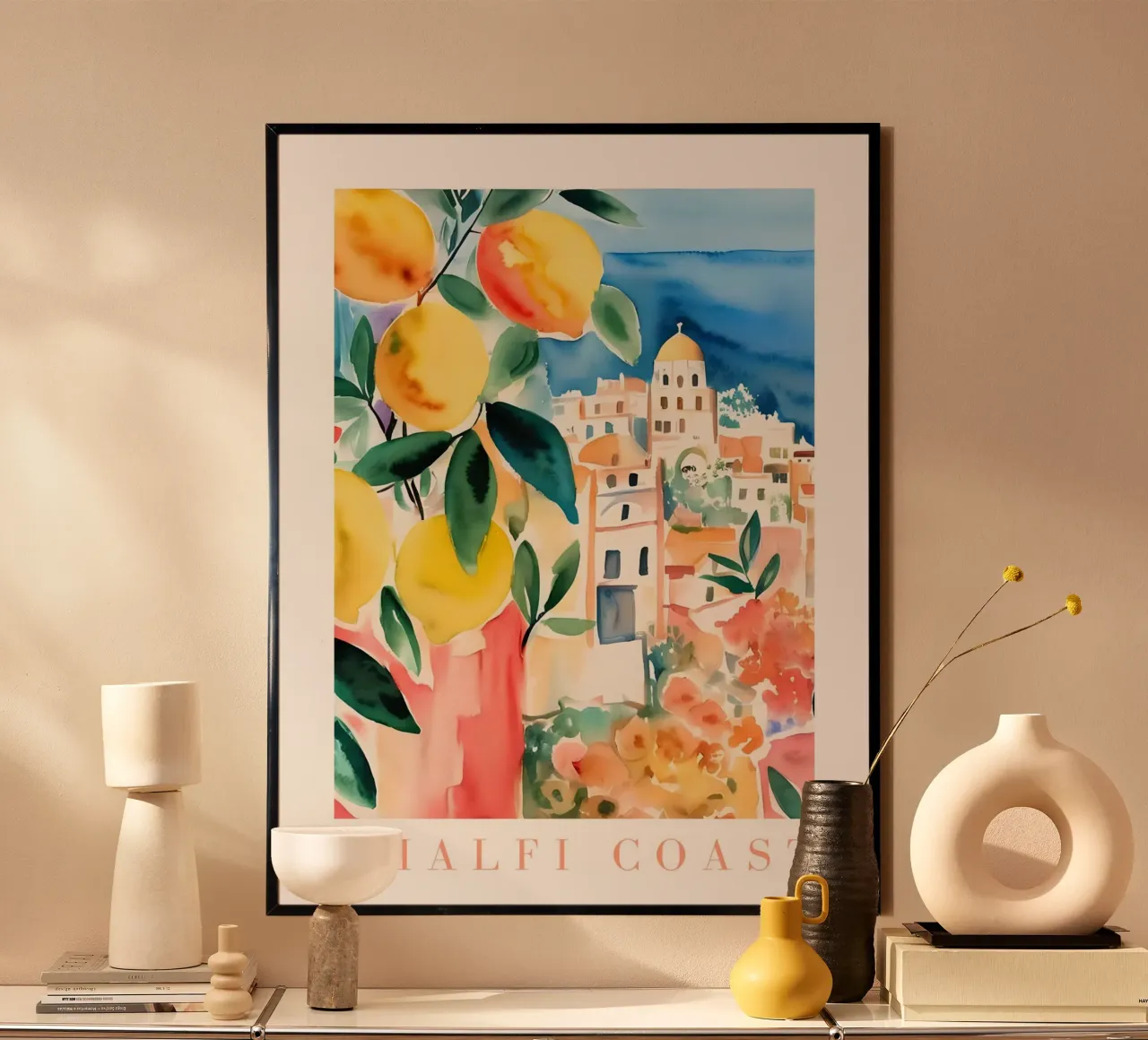 Italien Aquarell Zitrone drucken Poster von Bella Studio