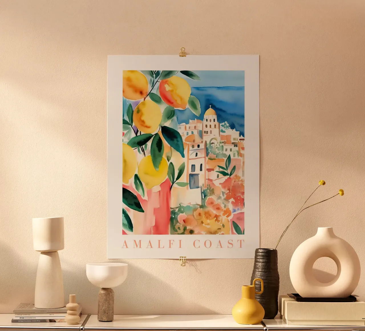Italien Aquarell Zitrone drucken Poster von Bella Studio