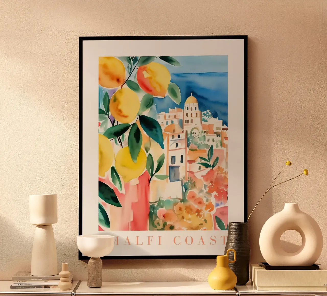 Italien Aquarell Zitrone drucken Poster von Bella Studio