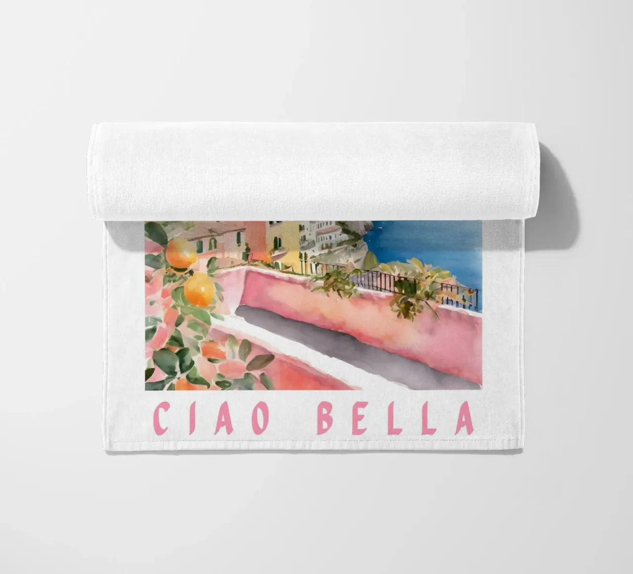 Ciao Bella Italy Print beach towel by Bella Studio