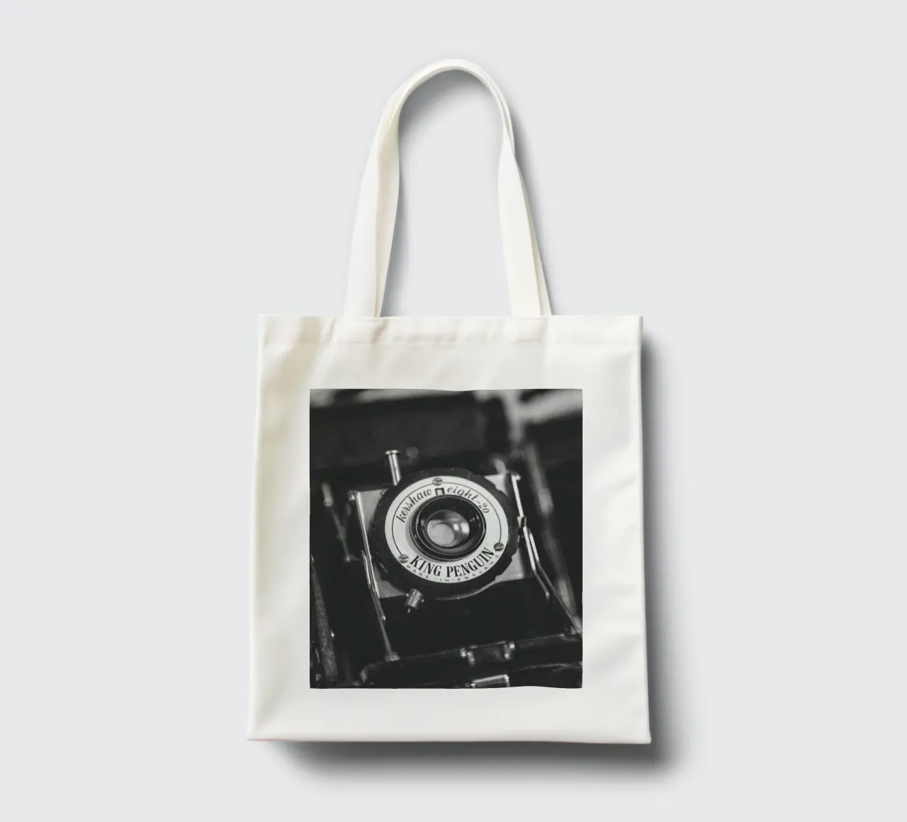 Telecamera King Penguin borsa in juta da Dave Hare Photography