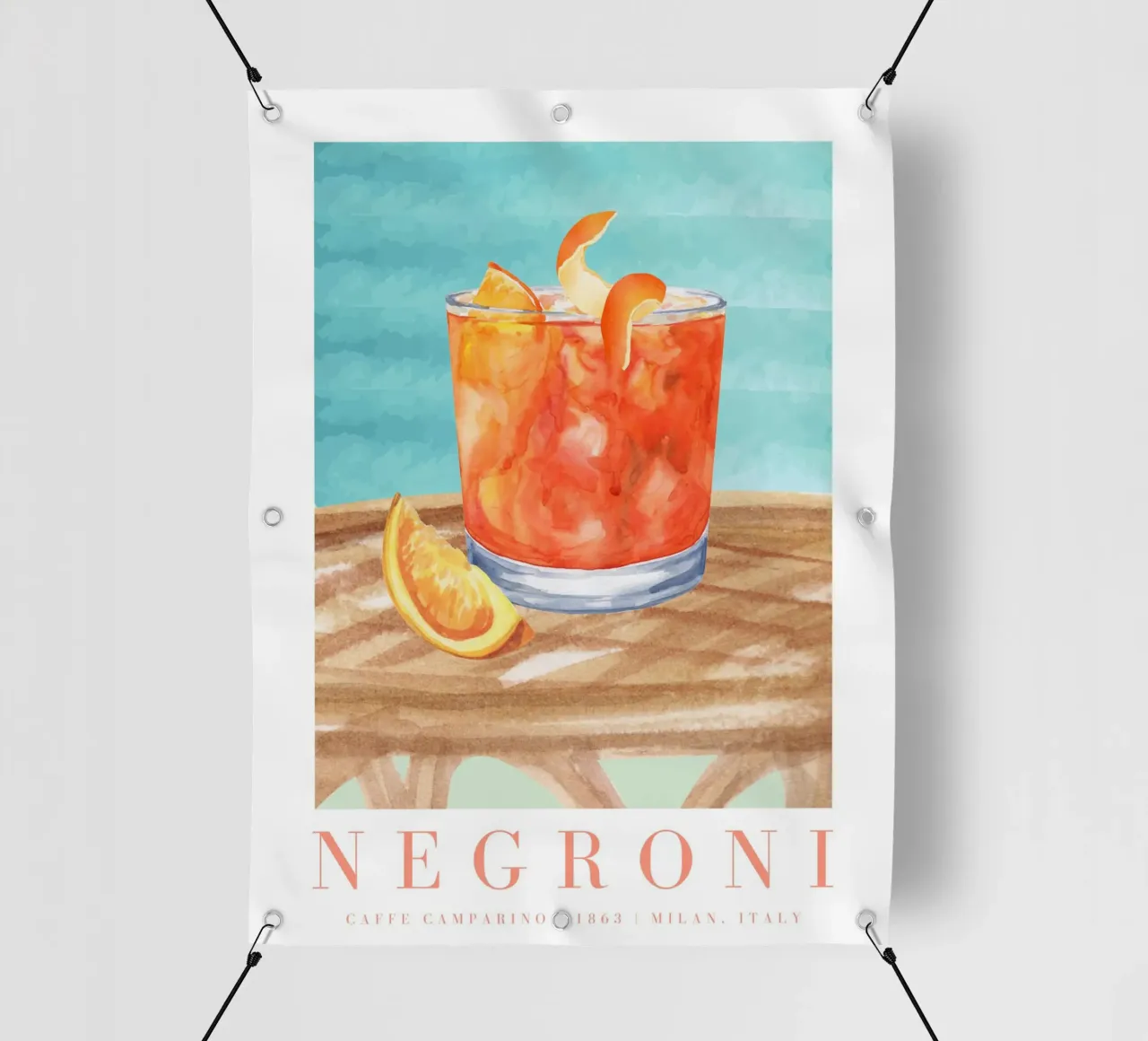 Negroni Cocktail Print telo in pvc da Bella Studio
