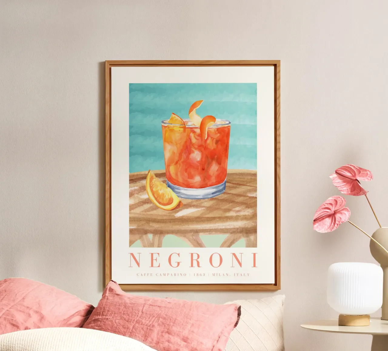 Negroni Cocktail Druck Alu-Dibond von Bella Studio