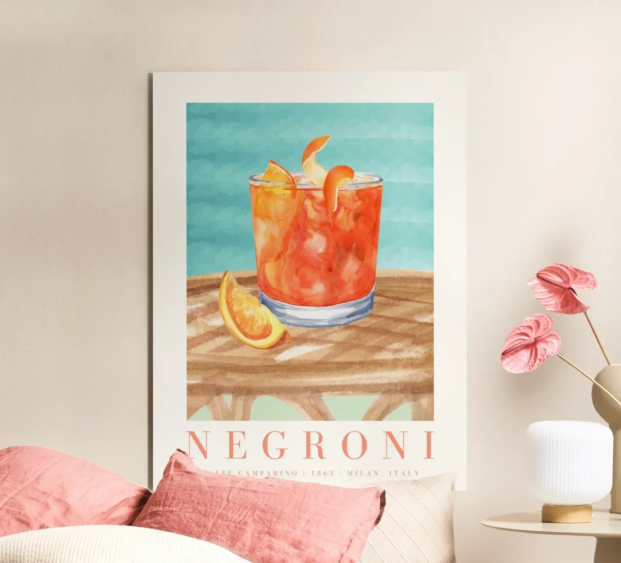 Negroni Cocktail Druck Alu-Dibond von Bella Studio