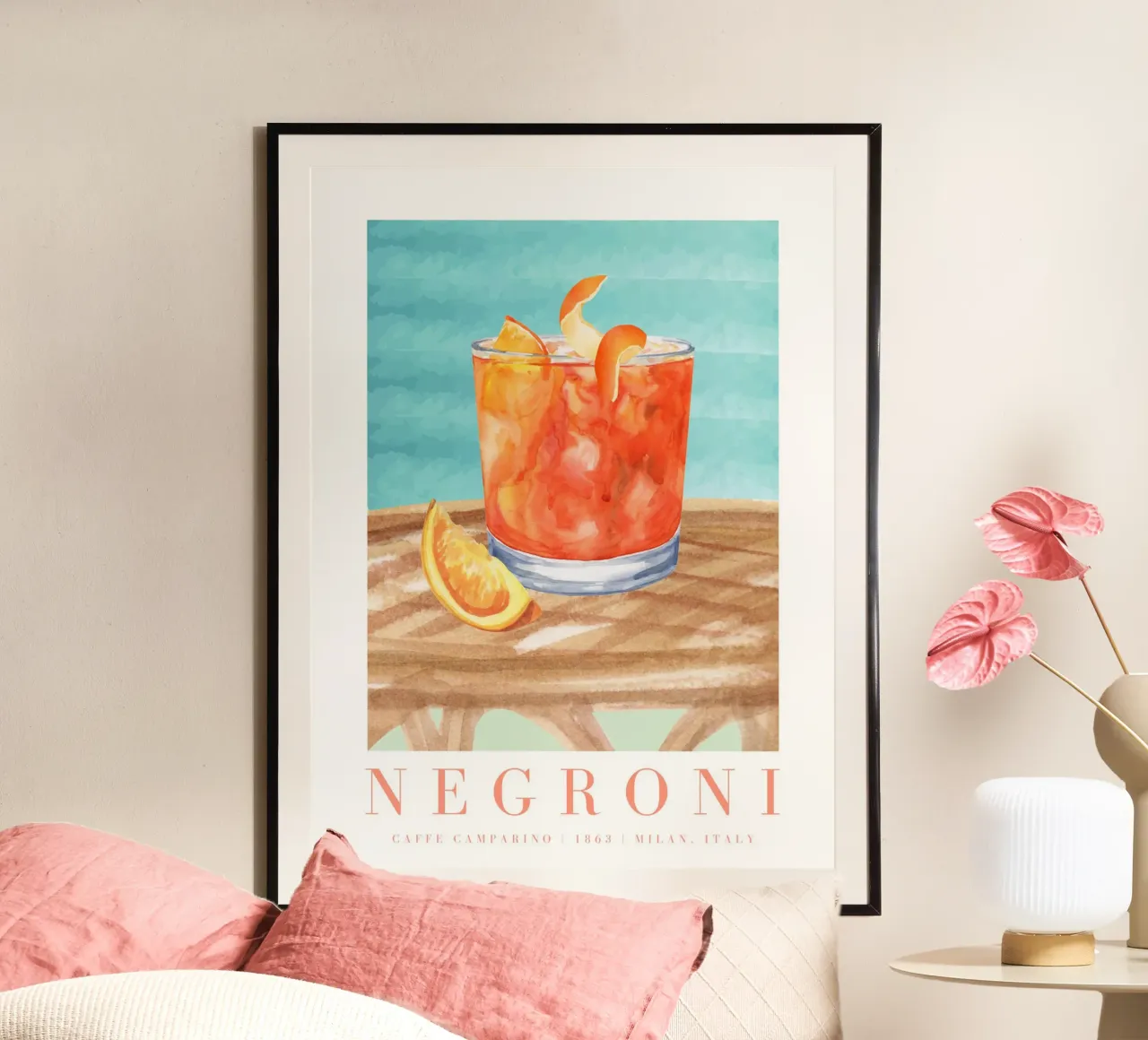Negroni Cocktail Print poster da Bella Studio