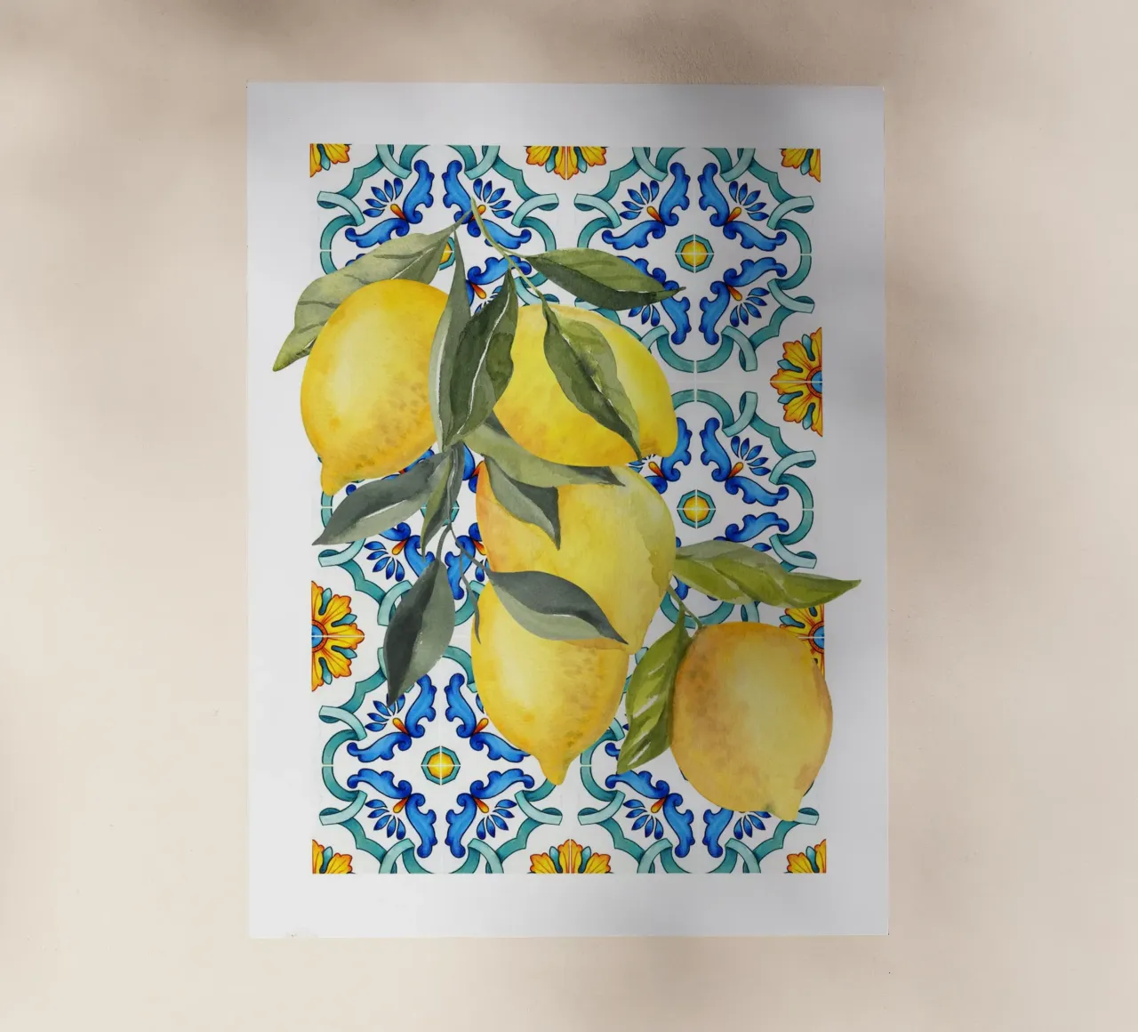 Stampa piastrelle blu limone pellicola backlit da Bella Studio