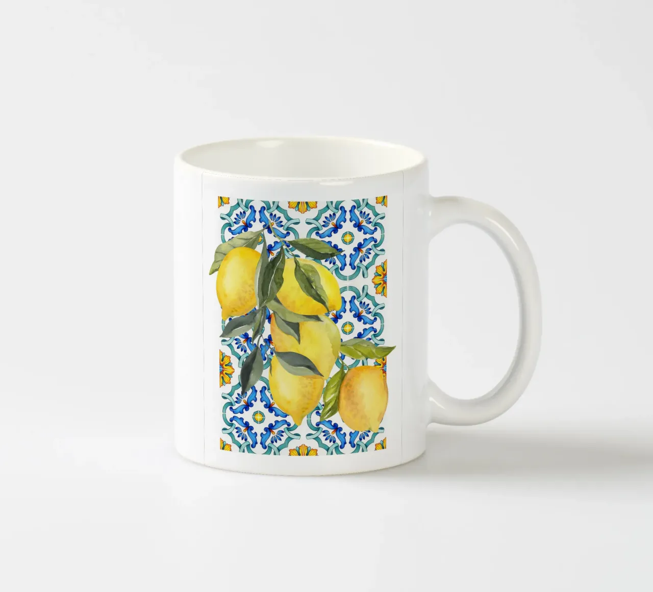 Stampa piastrelle blu limone tazza in ceramica da Bella Studio