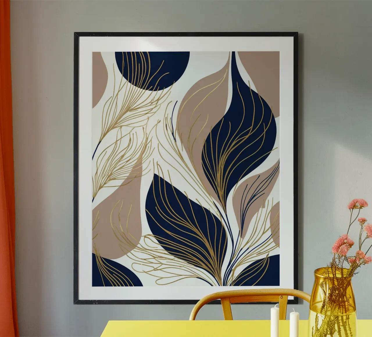Sogni di foglie d'oro poster con telaio in alluminio da Artistic-shop