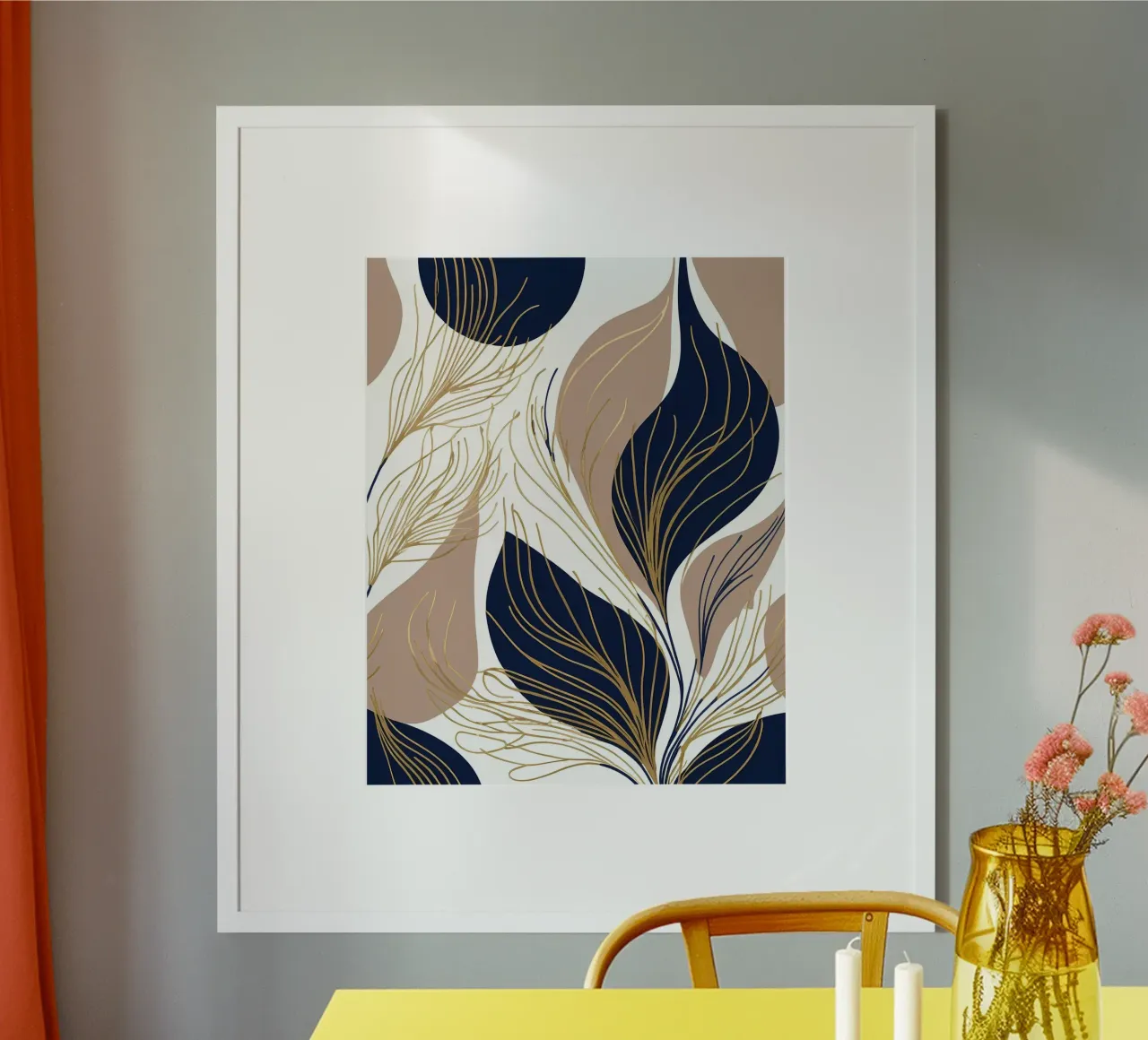 Sogni di foglie d'oro poster con telaio in alluminio da Artistic-shop