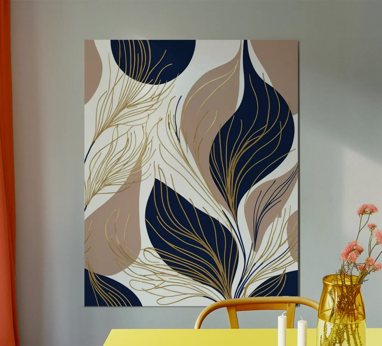 Sogni di foglie d'oro poster con telaio in alluminio da Artistic-shop