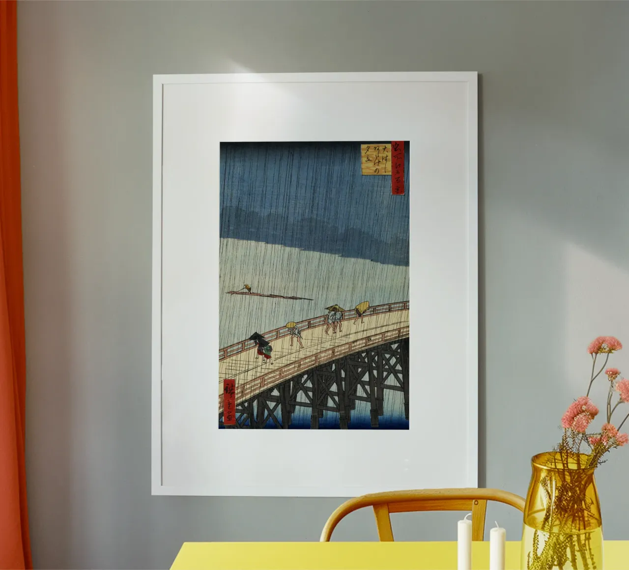 Utagawa Hiroshige - Pioggia improvvisa sul ponte Shin-Ōhashi poster da William Store