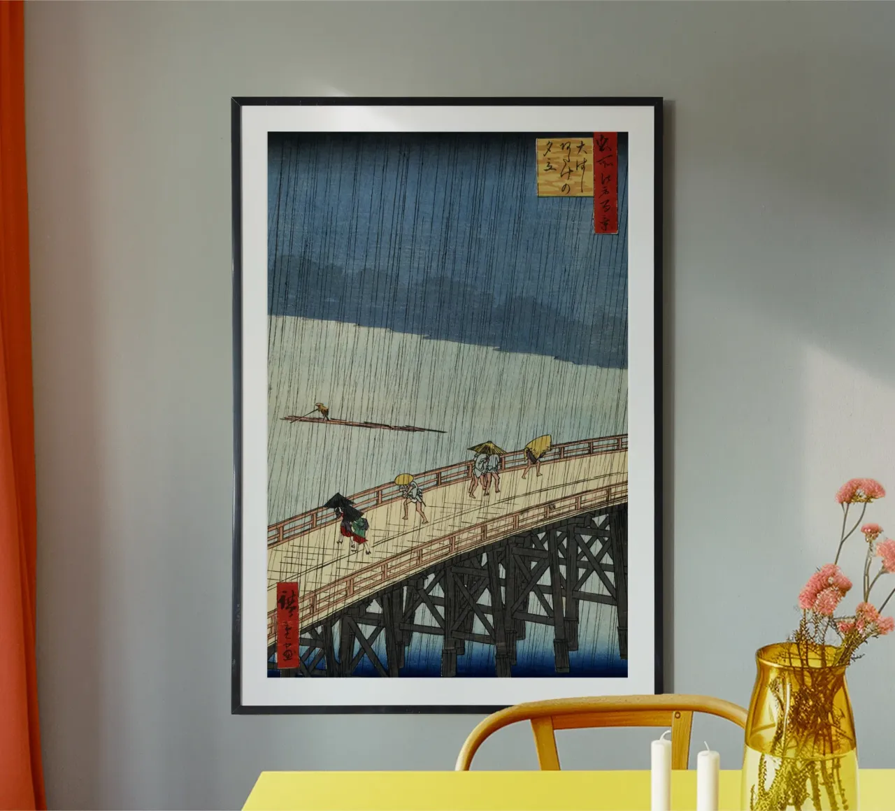 Utagawa Hiroshige - Pioggia improvvisa sul ponte Shin-Ōhashi poster da William Store