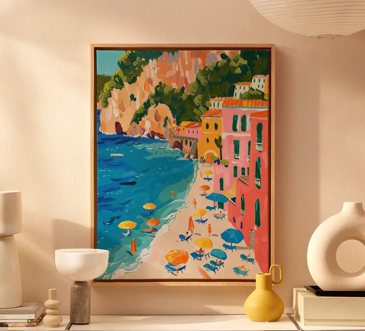 Italian Beach Print canvas by Bella Studio