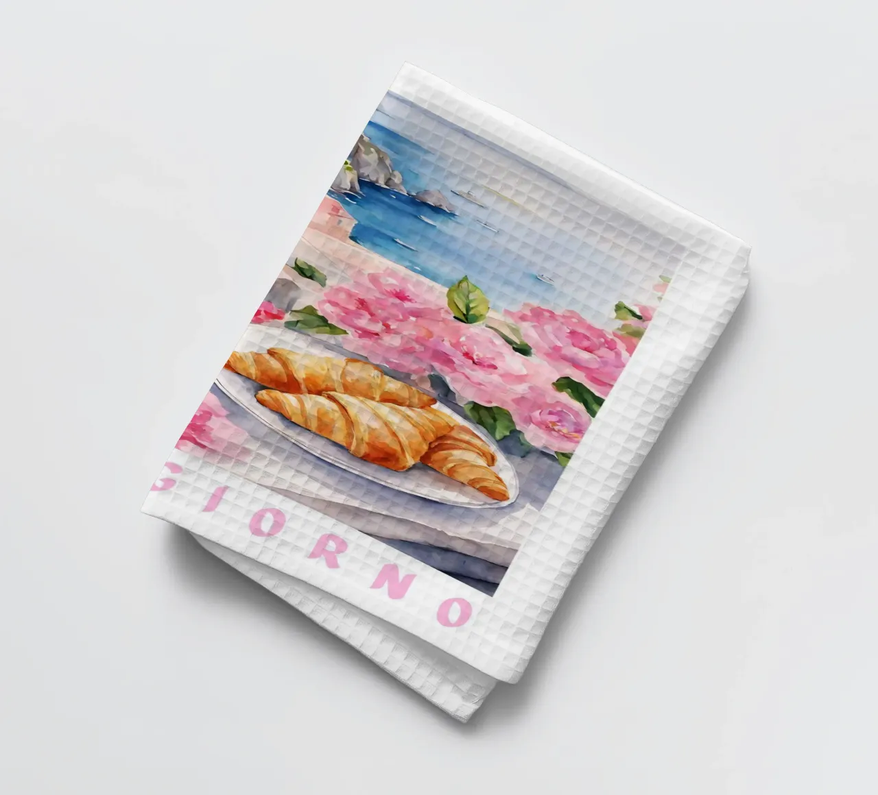 Buongiorno Brunch Imprimer Croissants et café torchon de Bella Studio