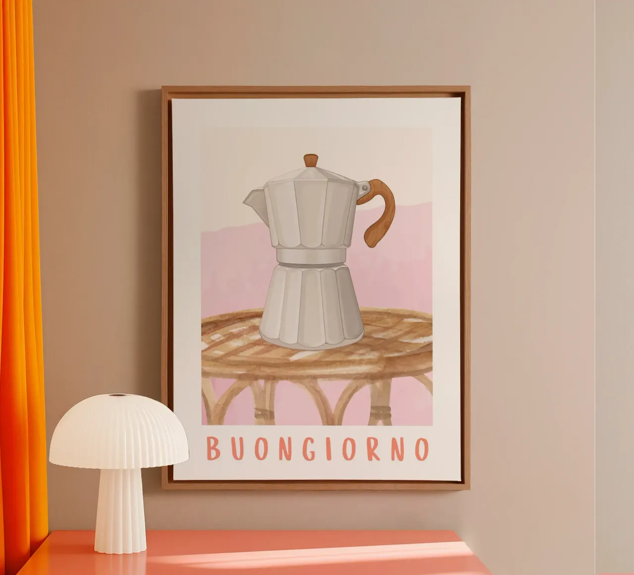 Goedemorgen Koffie Print canvas met Baklijst van Bella Studio