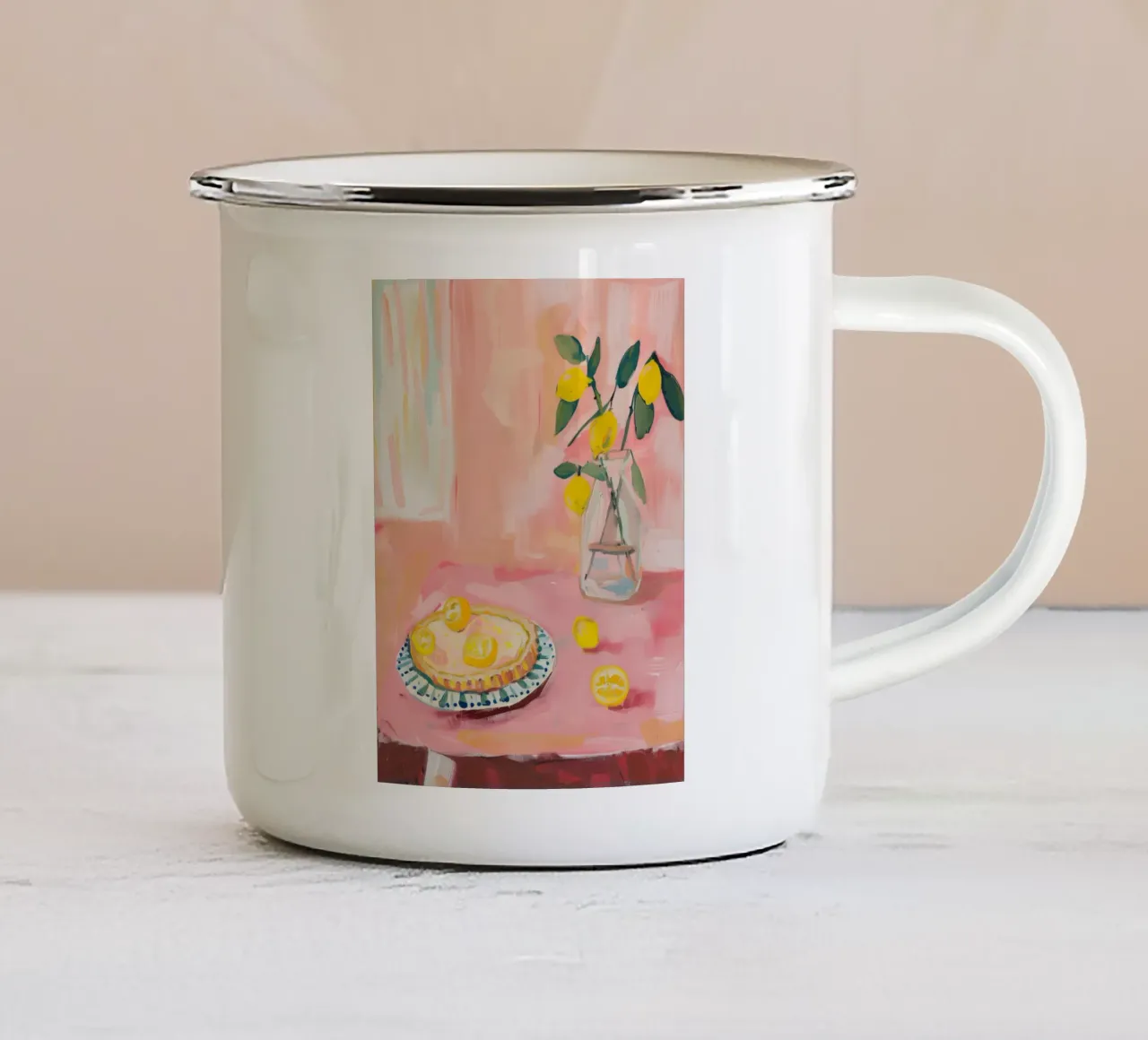 Stampa rosa limone tazza in smalto da Bella Studio