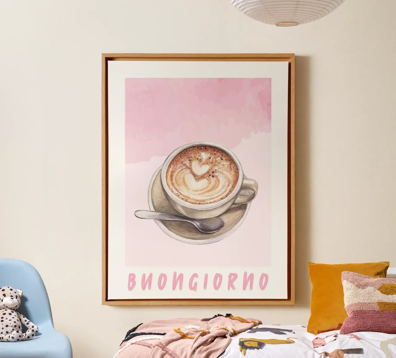 Goedemorgen Koffie Print canvas met Baklijst van Bella Studio
