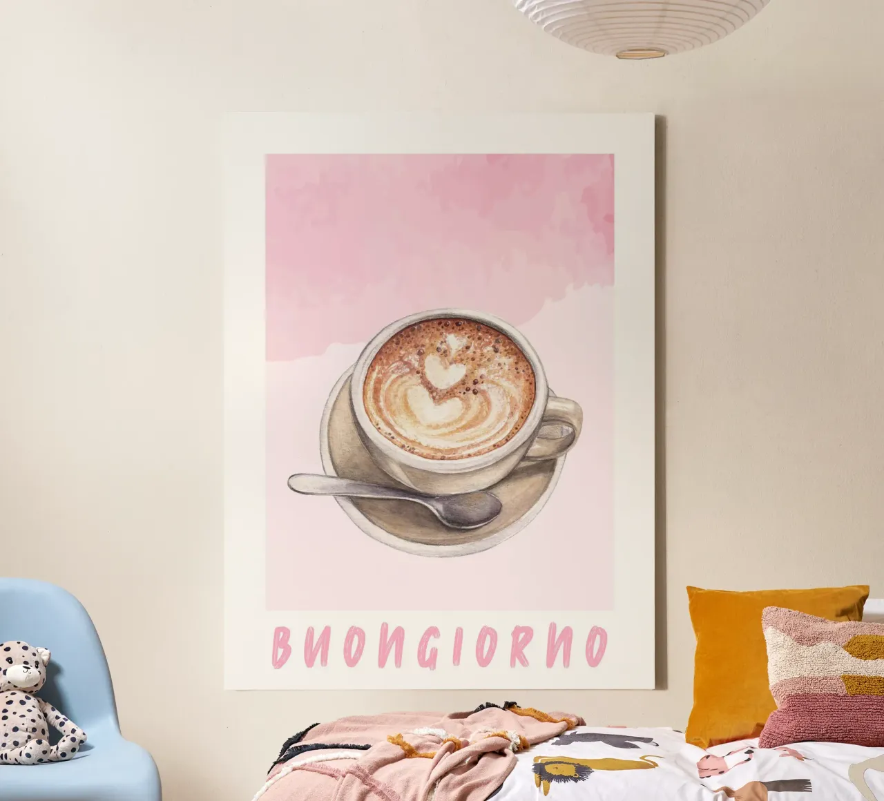 Goedemorgen Koffie Print canvas met Baklijst van Bella Studio