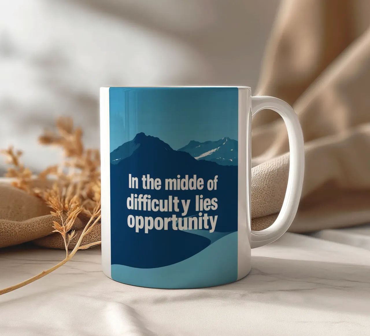 In the Heart of Challenge ceramic mug by inspirational quote