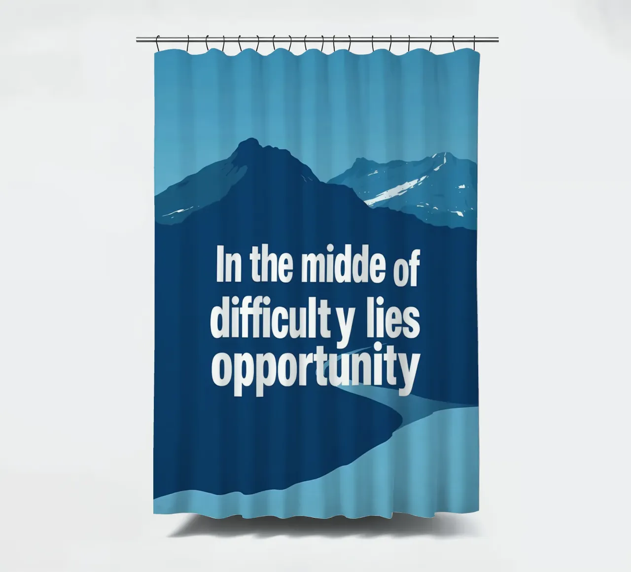 In the Heart of Challenge shower curtain by inspirational quote