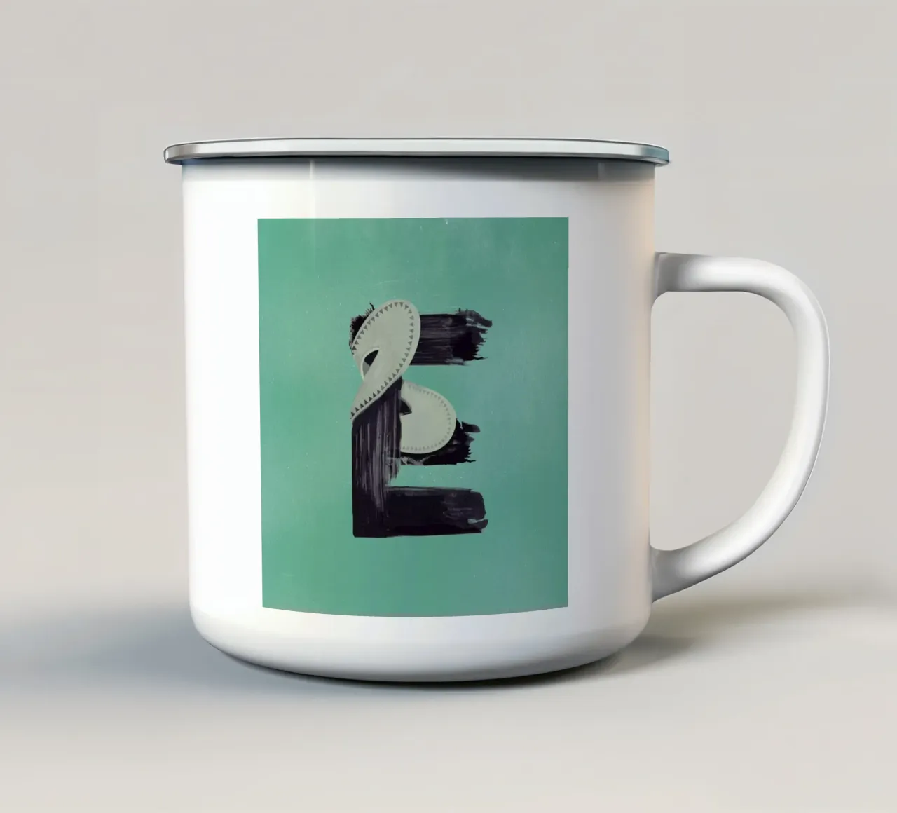 Steampunk Alphabet Letter E tazza in smalto da Birgit Palma