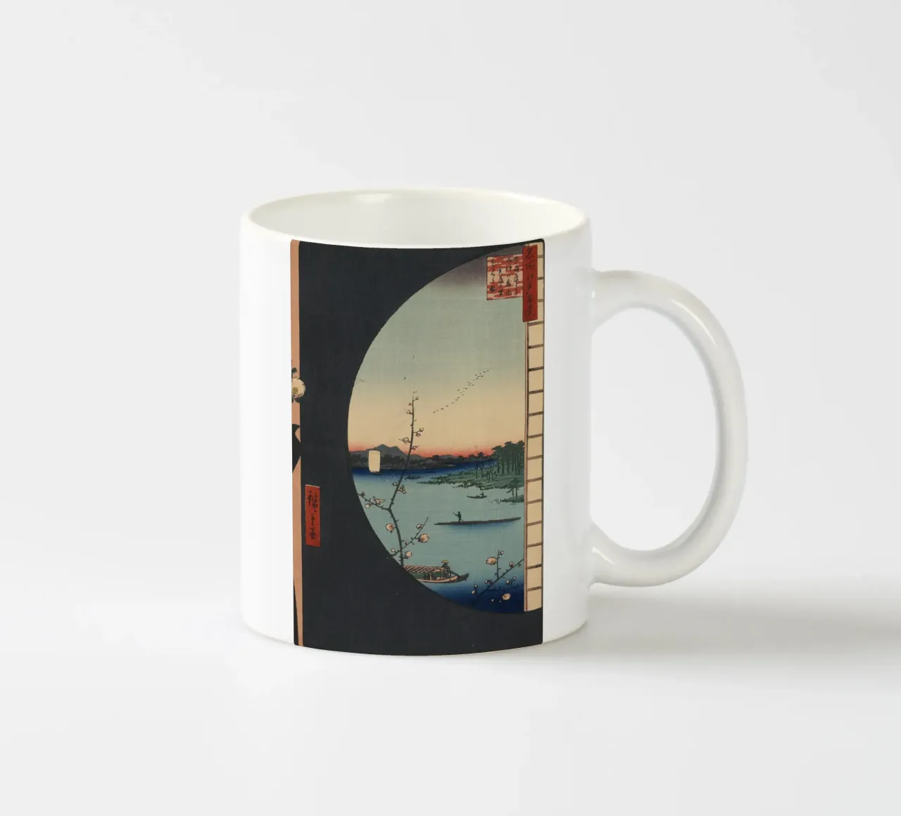 One Hundred Famous Views of Edo View from Massaki of Suijin ceramic mug by William Store