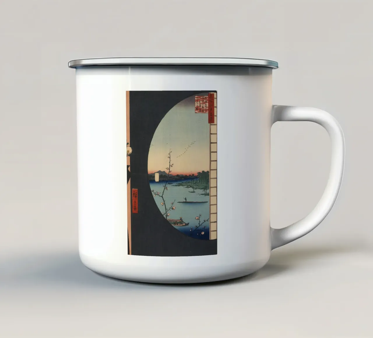 One Hundred Famous Views of Edo View from Massaki of Suijin enamel mug by William Store