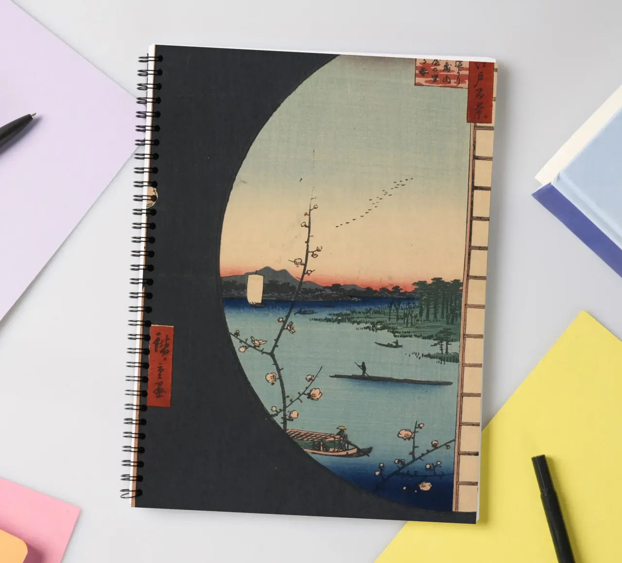 One Hundred Famous Views of Edo View from Massaki of Suijin spiral notebook by William Store