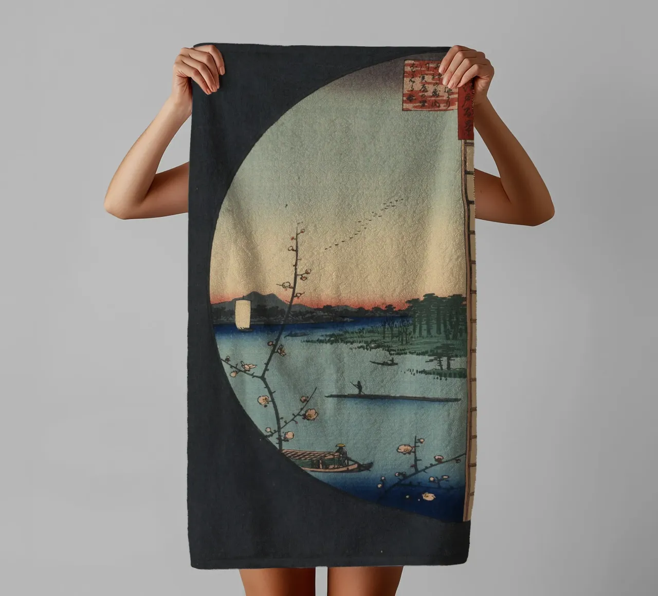 One Hundred Famous Views of Edo View from Massaki of Suijin towel by William Store