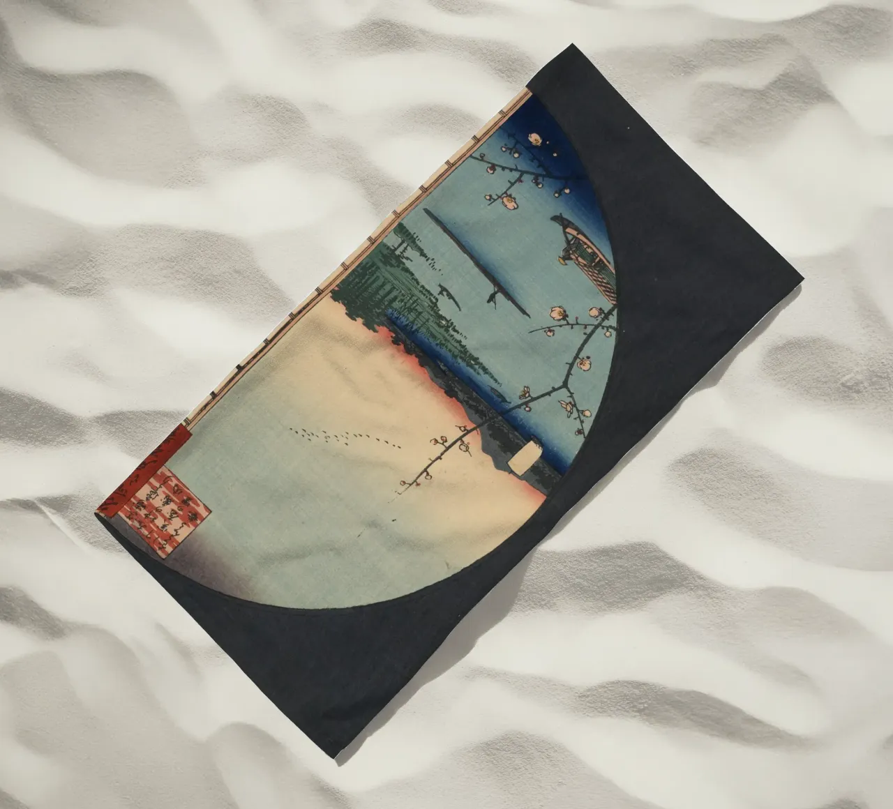 One Hundred Famous Views of Edo View from Massaki of Suijin beach towel by William Store