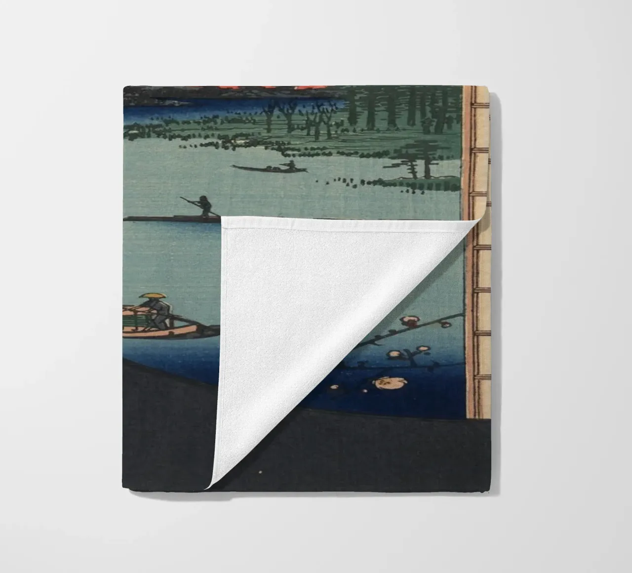 One Hundred Famous Views of Edo View from Massaki of Suijin beach towel by William Store