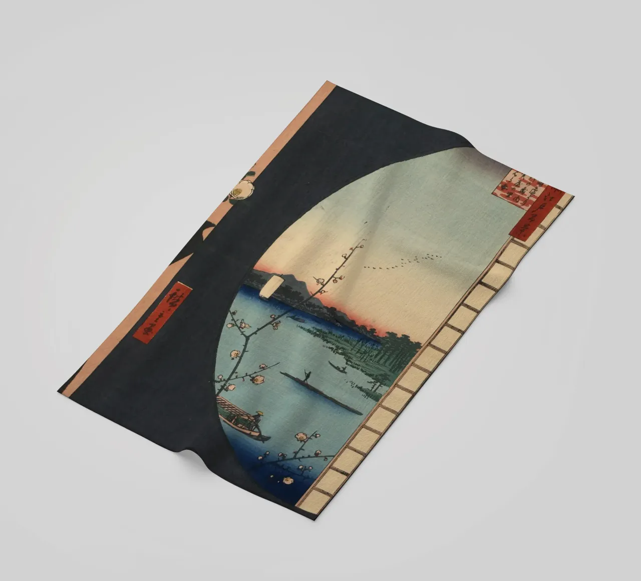 One Hundred Famous Views of Edo View from Massaki of Suijin beach towel by William Store