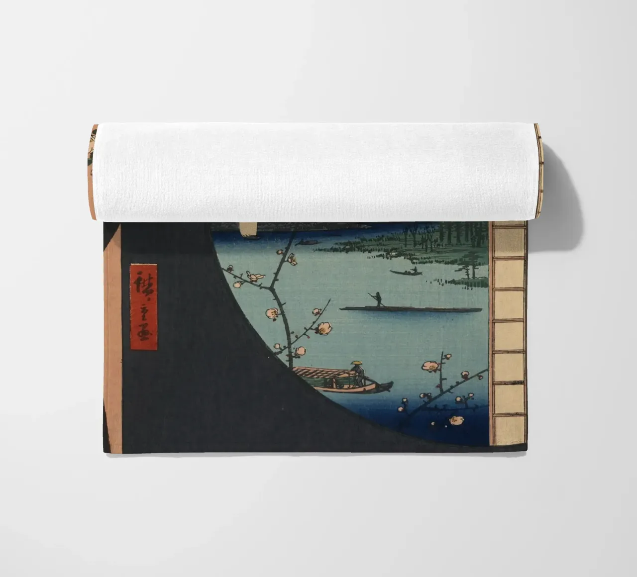 One Hundred Famous Views of Edo View from Massaki of Suijin beach towel by William Store