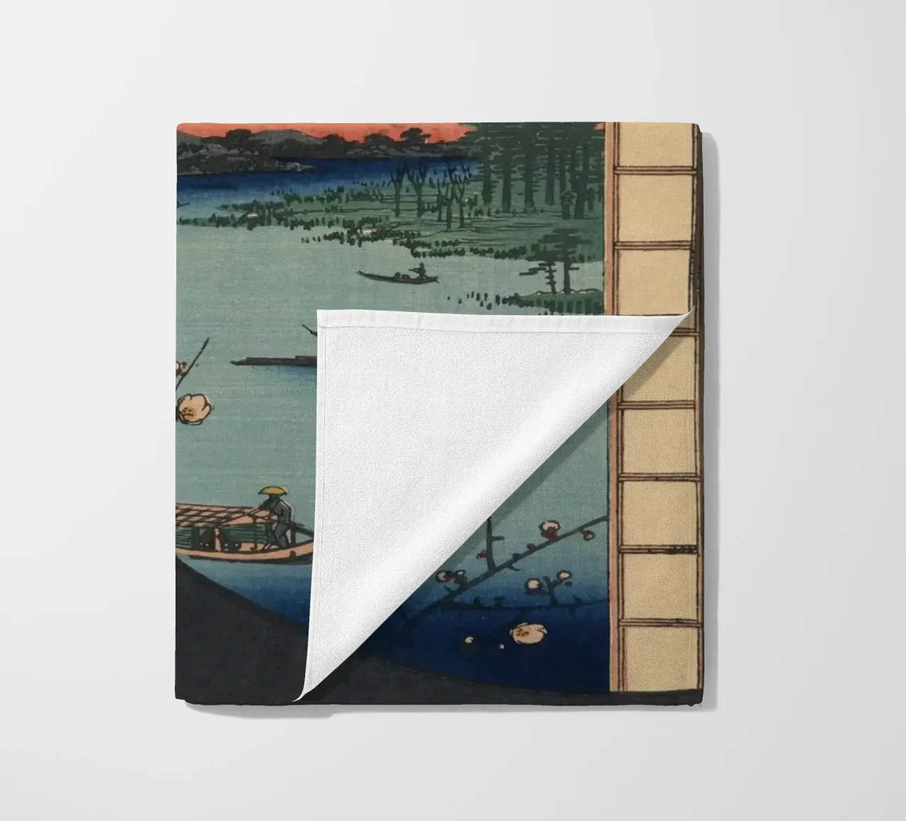 One Hundred Famous Views of Edo View from Massaki of Suijin beach towel by William Store