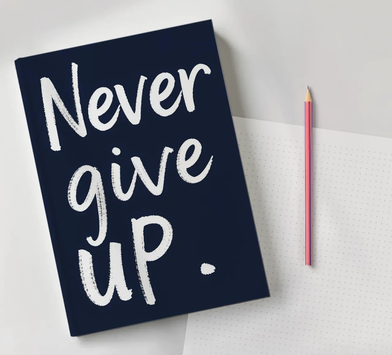Never Give Up notebook by inspirational quote