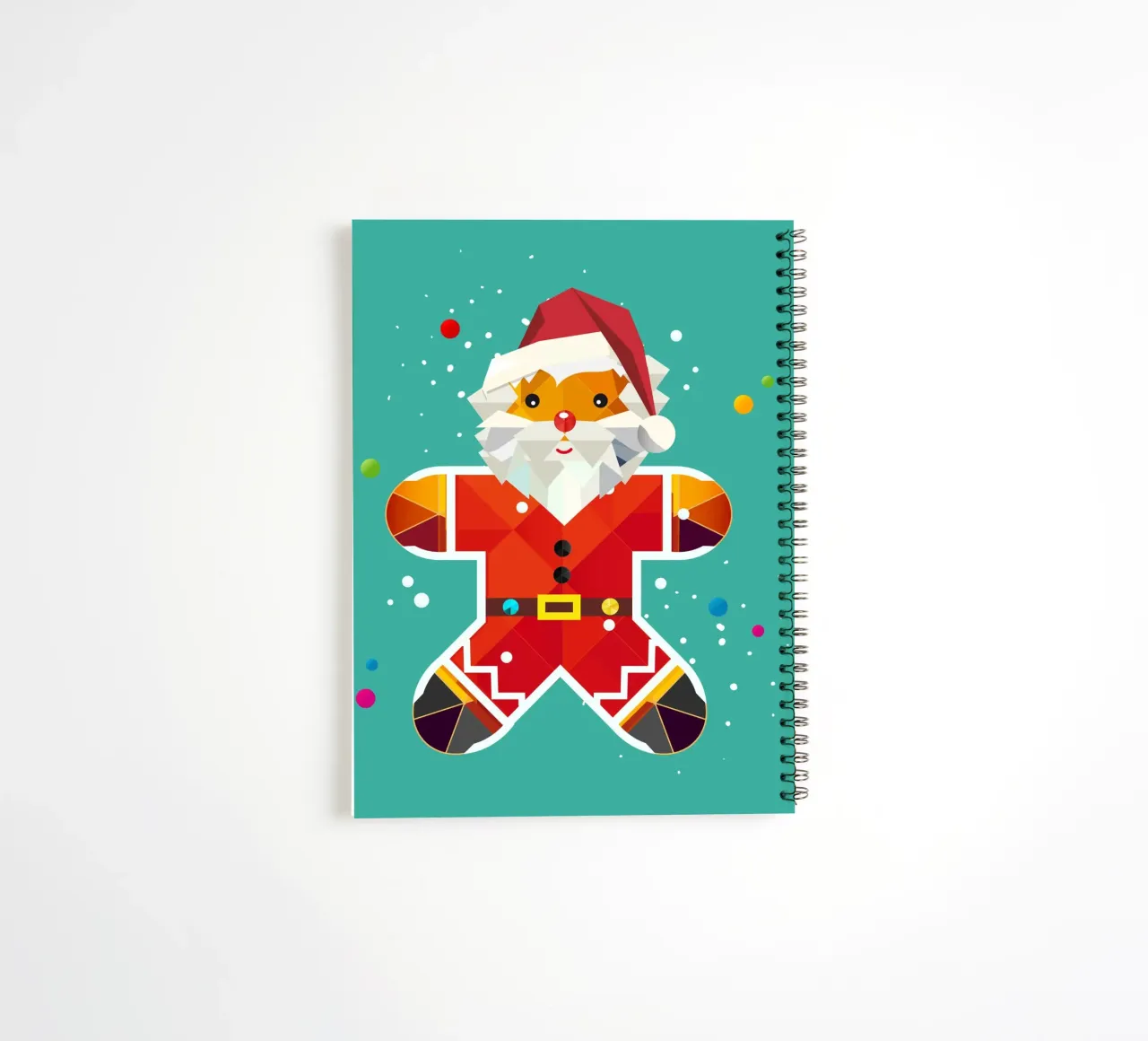 Gingerbread man in Santa design - Creative Christmas illustration spiral notebook by namosh