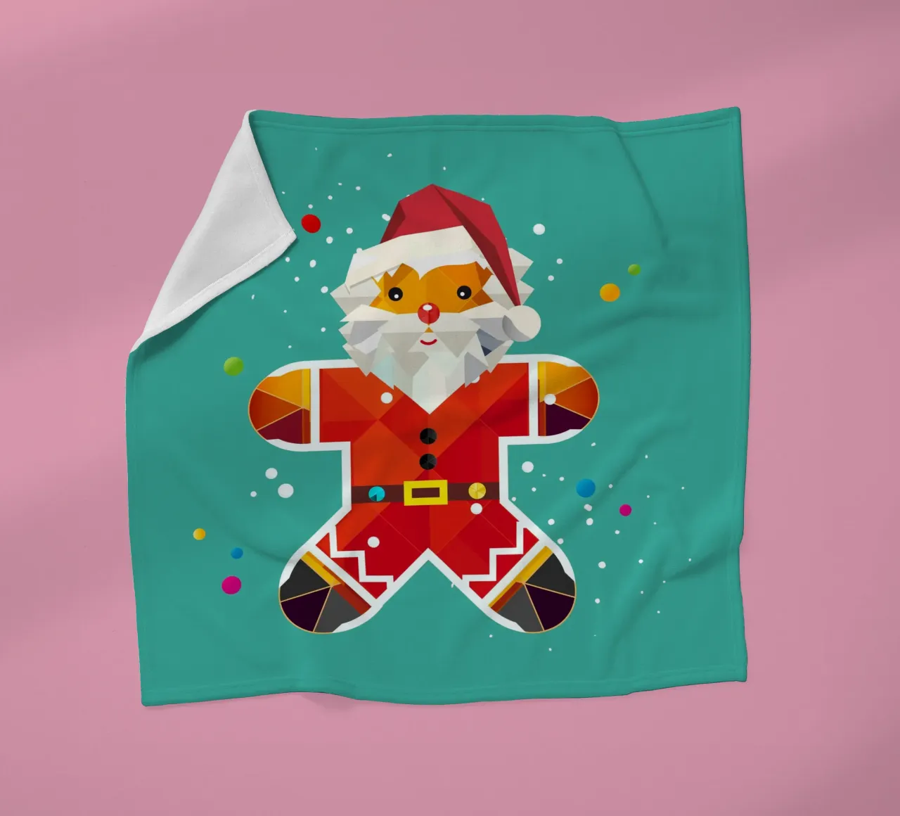 Gingerbread man in Santa design - Creative Christmas illustration fleece blanket by namosh