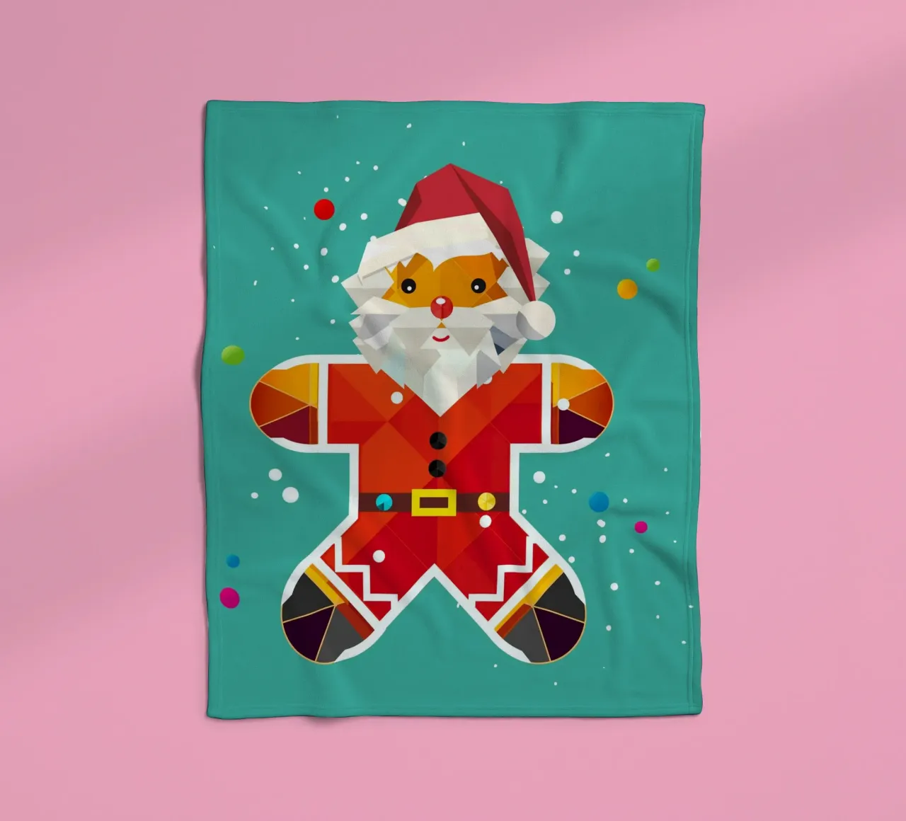 Gingerbread man in Santa design - Creative Christmas illustration fleece blanket by namosh