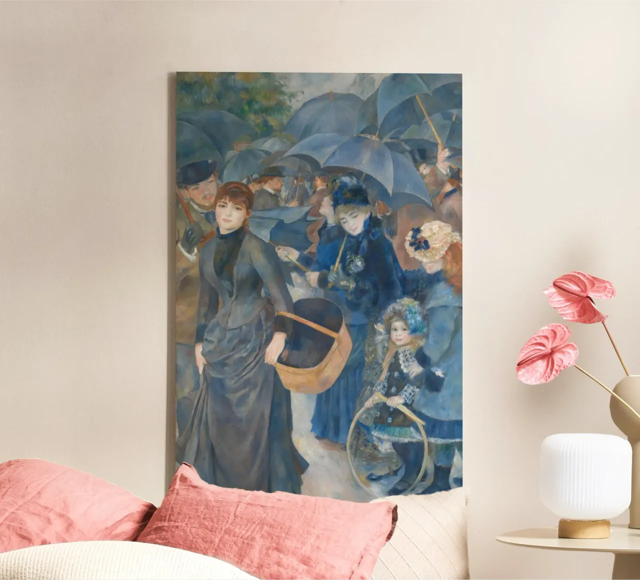 Pierre-Auguste Renoir - De paraplu's canvas met Baklijst van William Store