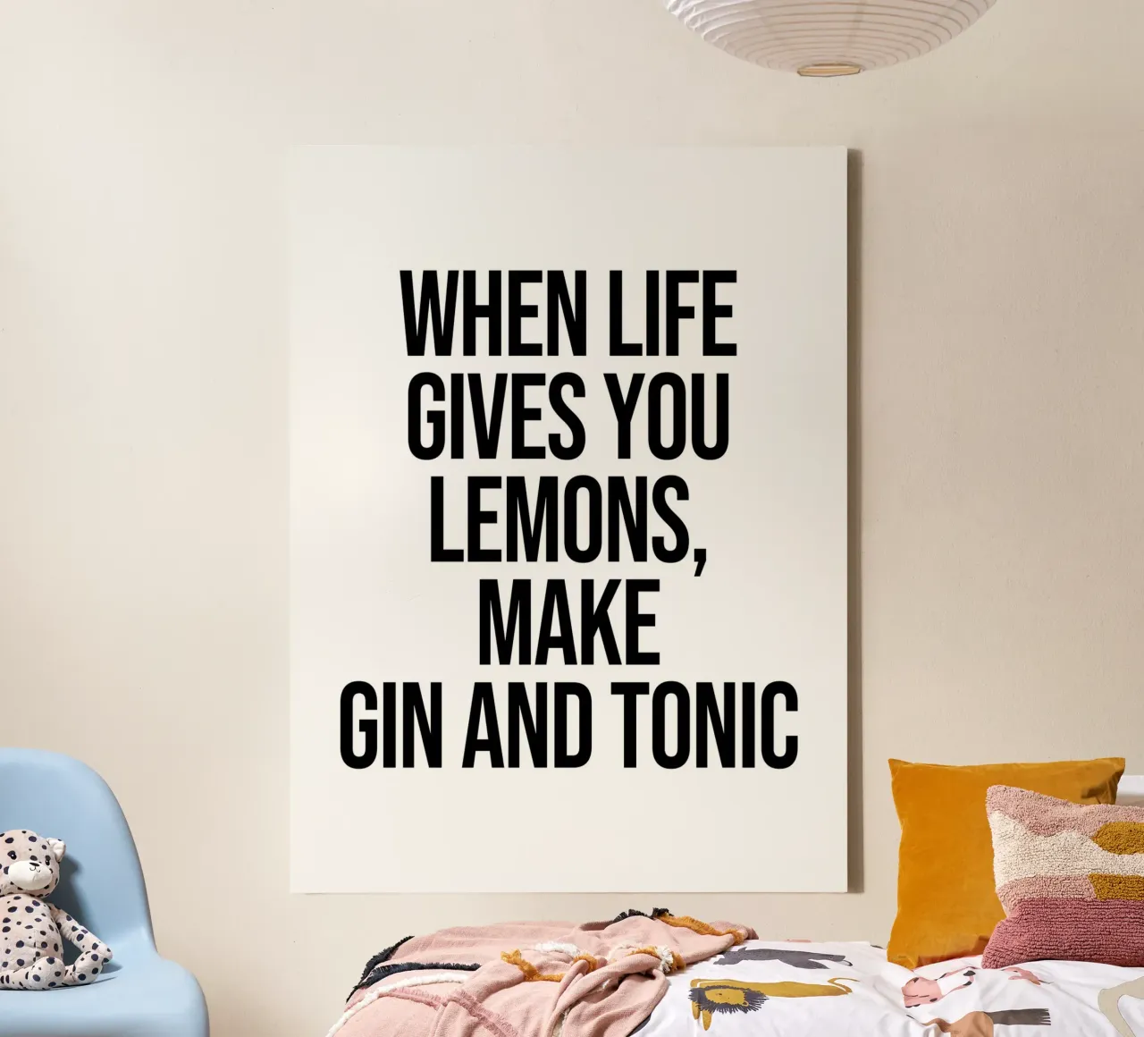 Wenn das Leben dir Zitronen gibt, mach Gin Tonic Zitat Leinwand von Paigaam Studio