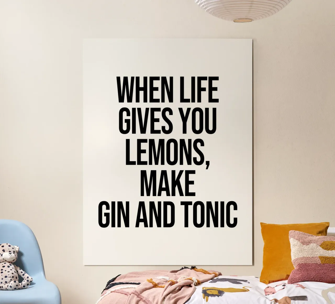 Wenn das Leben dir Zitronen gibt, mach Gin Tonic Zitat Hahnemühle von Paigaam Studio