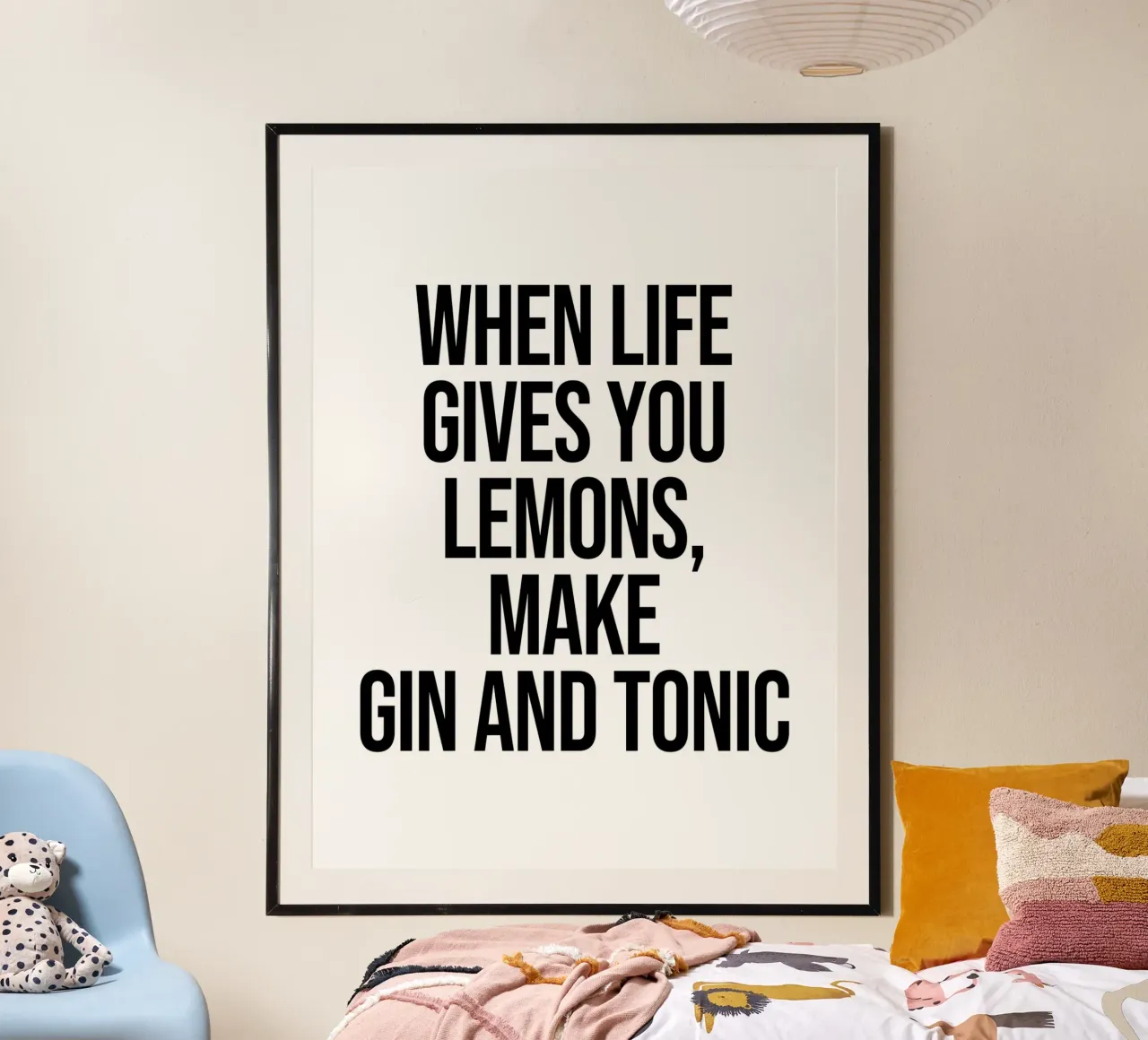 Wenn das Leben dir Zitronen gibt, mach Gin Tonic Zitat Hahnemühle von Paigaam Studio