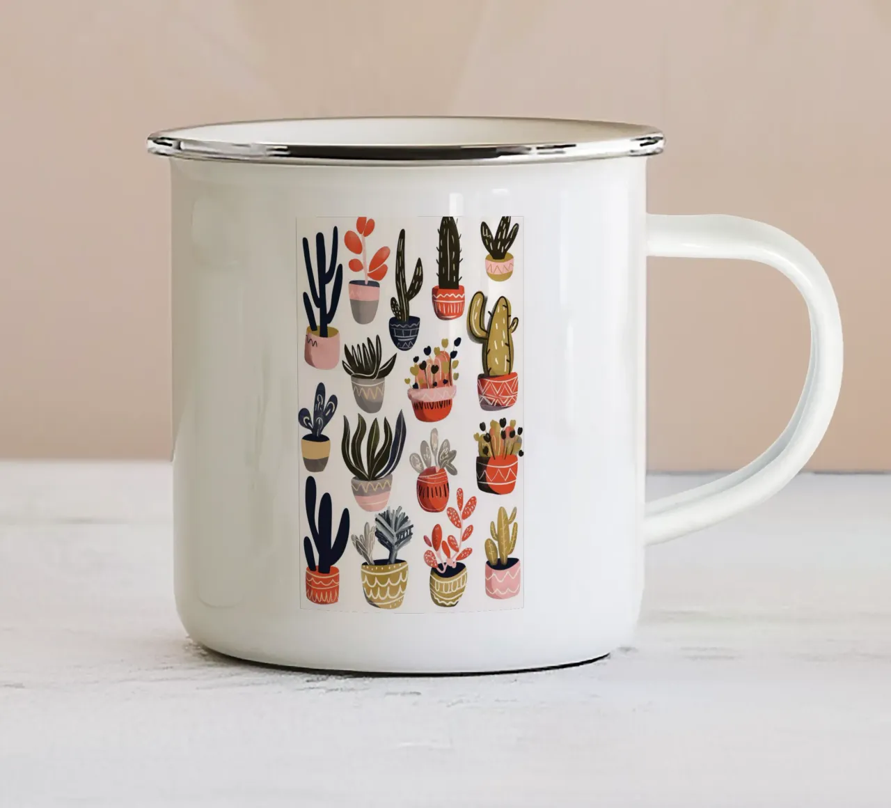 Piante in vaso arte tazza in smalto da Justyna Jaszke JBJart