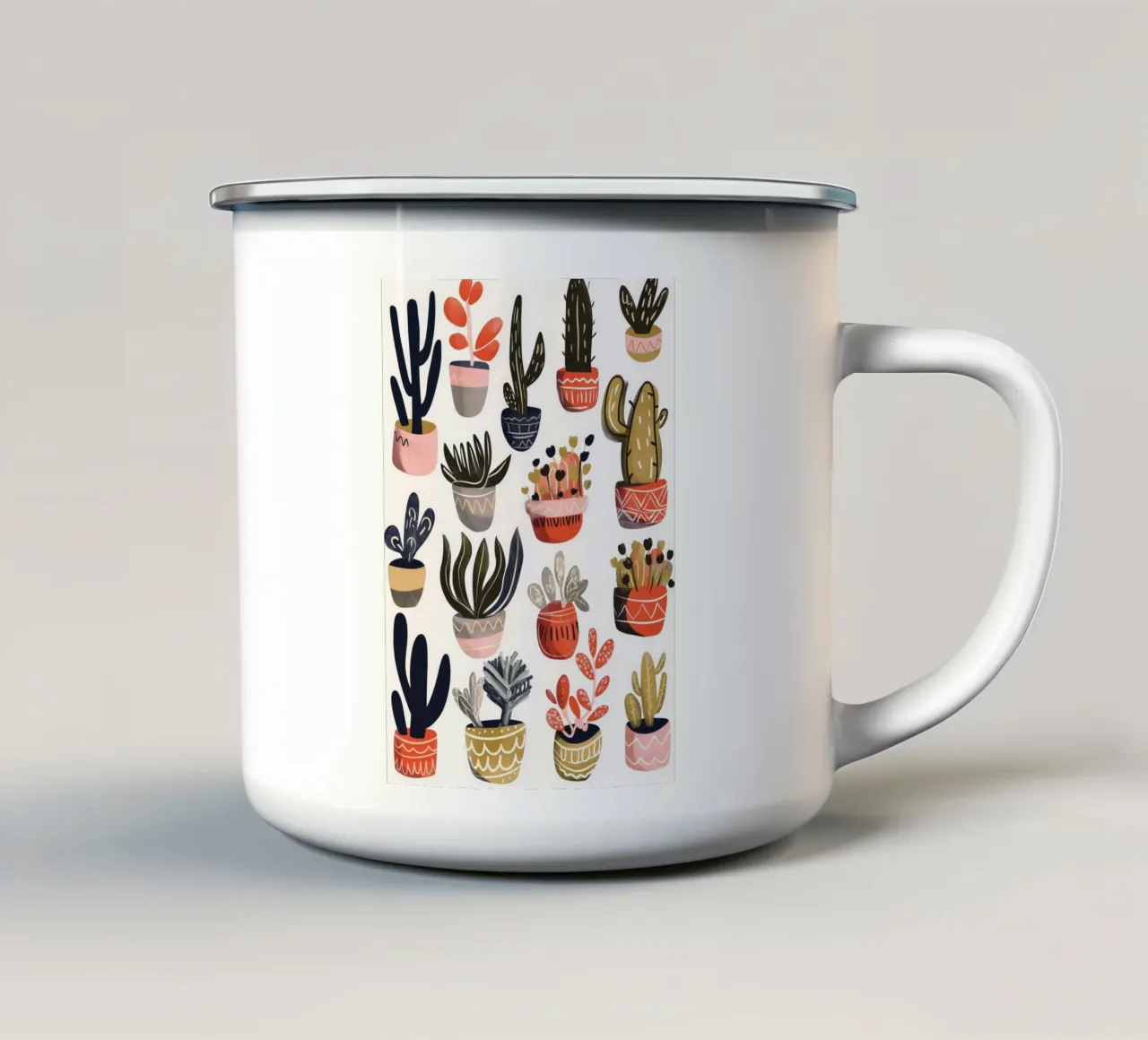 Piante in vaso arte tazza in smalto da Justyna Jaszke JBJart