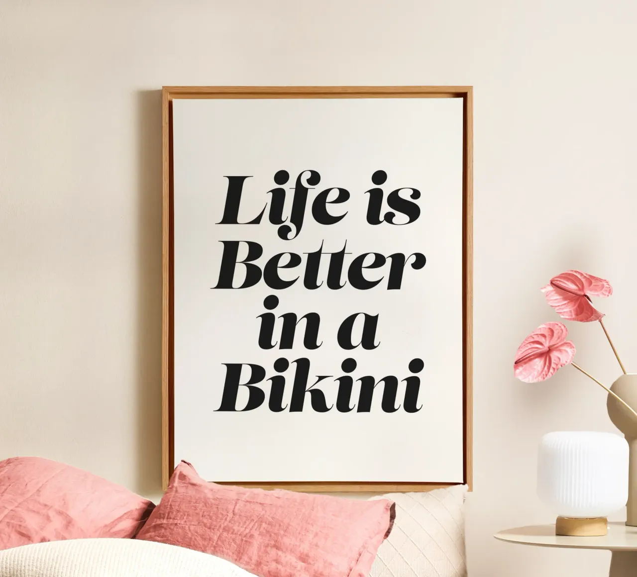 Life is better in a bikni quote canvas by Paigaam Studio