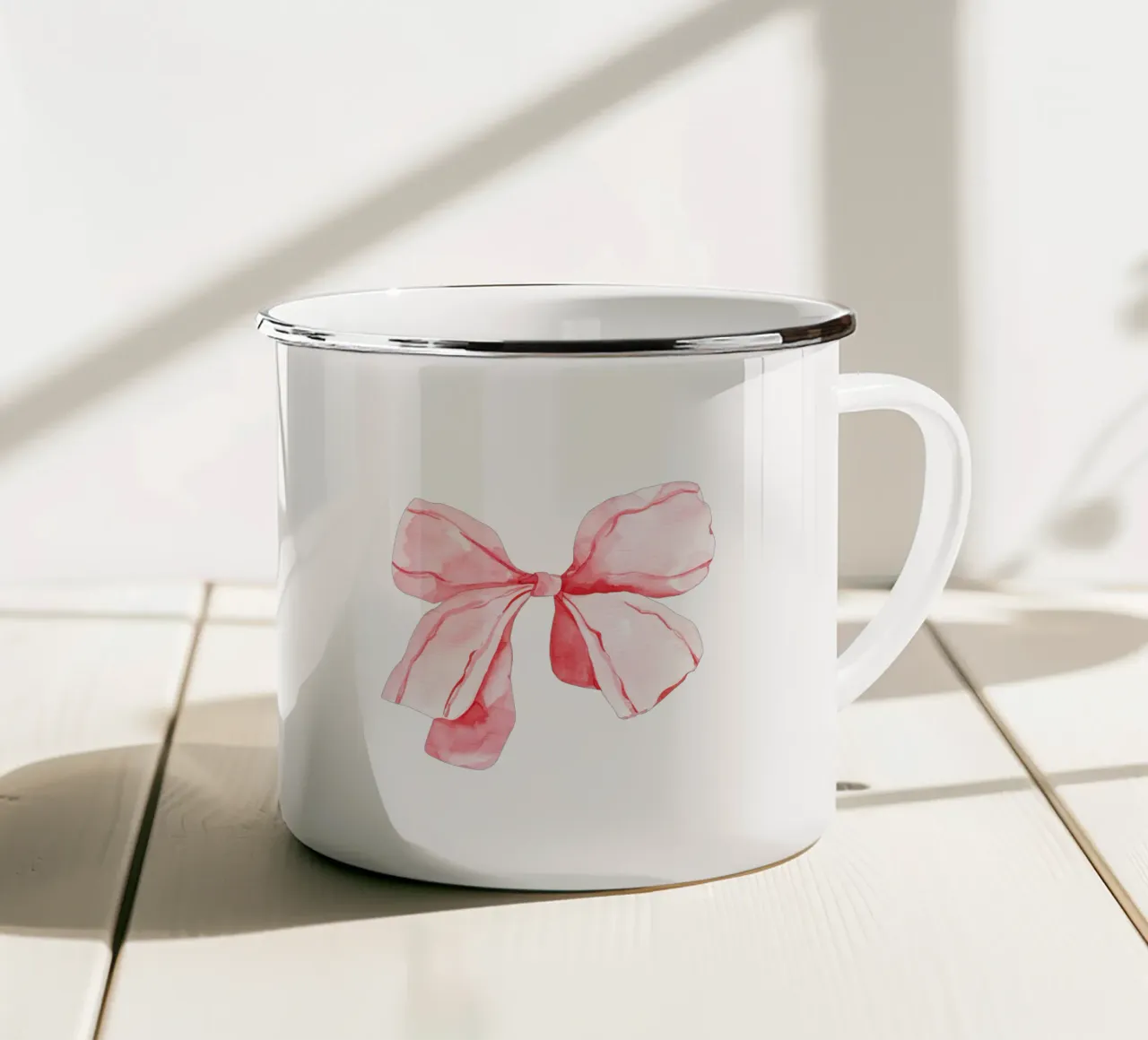 Coquette Aquarell Schleife, Rosa Coquette Schleife, Niedliche Schleifen Emaille Tasse von Coquette Club